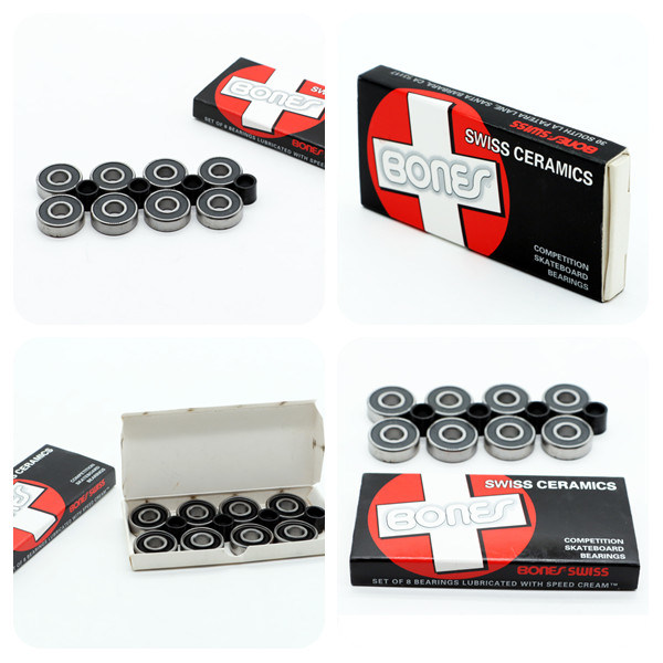 Bones Competition Skateboard Bearings Swiss Ceramics Set of 8 Bearings Lubricated with Speed Ceram